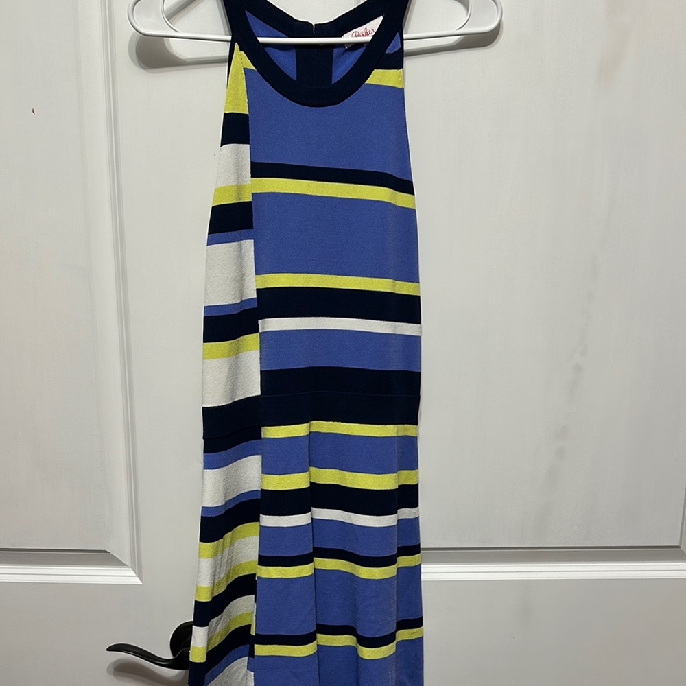 Parker Blue‎ and Yellow Striped Midi Dress